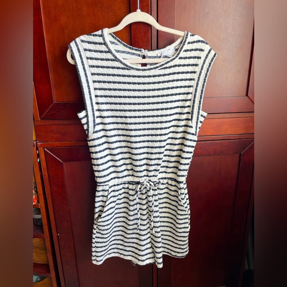 wasabi + mint Striped Black and White Women's Romper/ medium NWOT